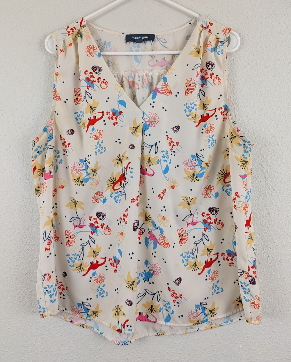 ModCloth sz XL Blouse sleeveless tank top colorful floral animal print 0199